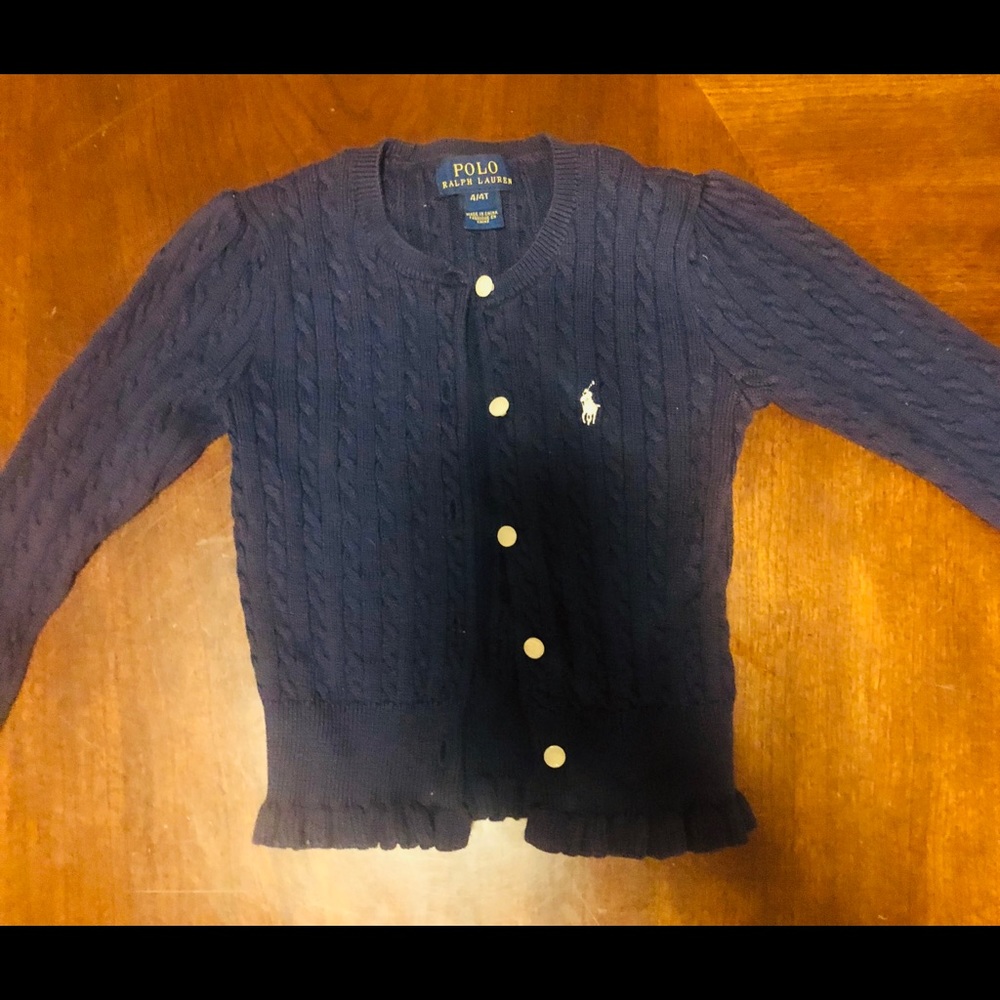 Ralph Lauren Girls Navy Cardigan sweater.